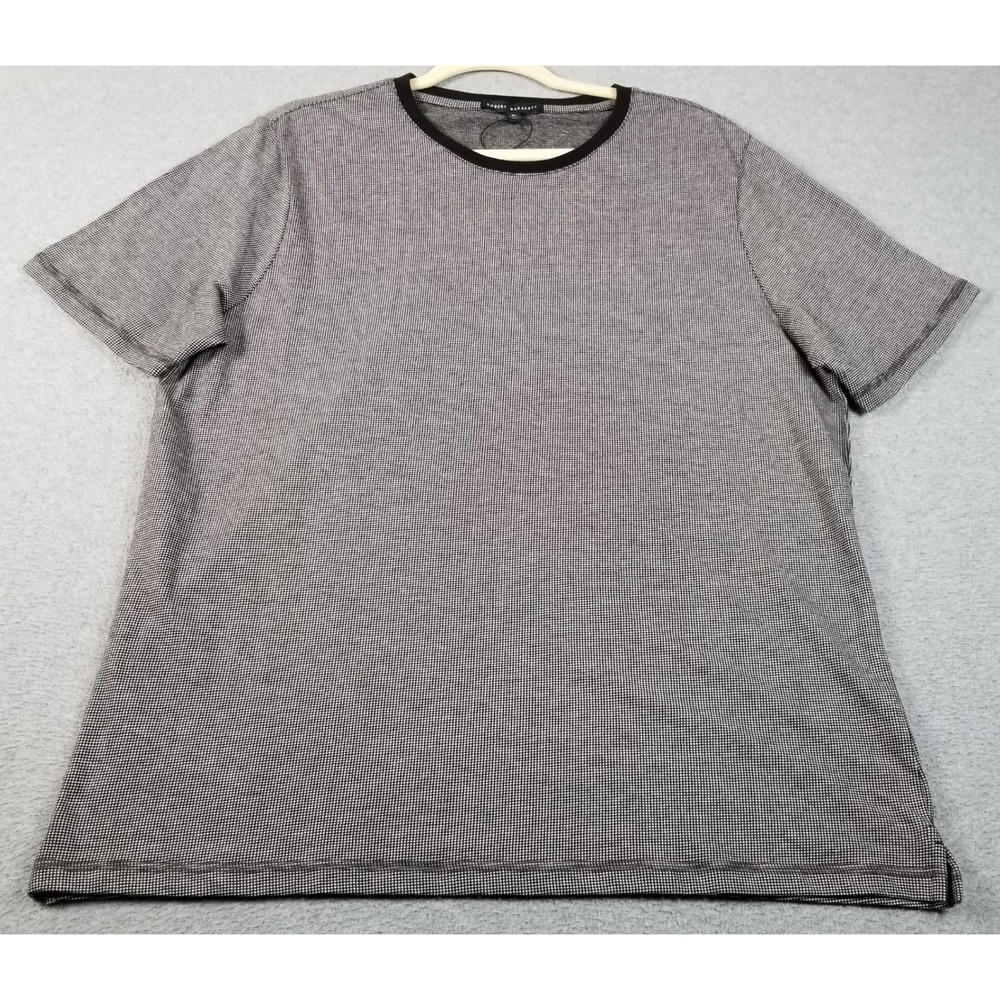 NEW Robert Barakett T Shirt Mens XL Black White Micro Check Parafield Cotton Tee